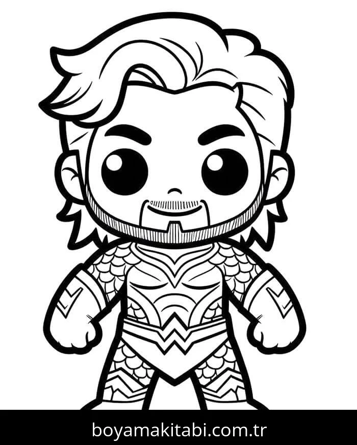 Aquaman boyama sayfası – çocuk aktivitesi, PDF indir