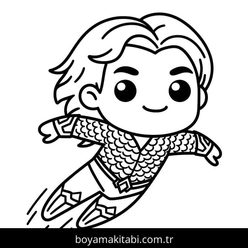Aquaman boyama sayfası – PDF indir, sevimli karakter