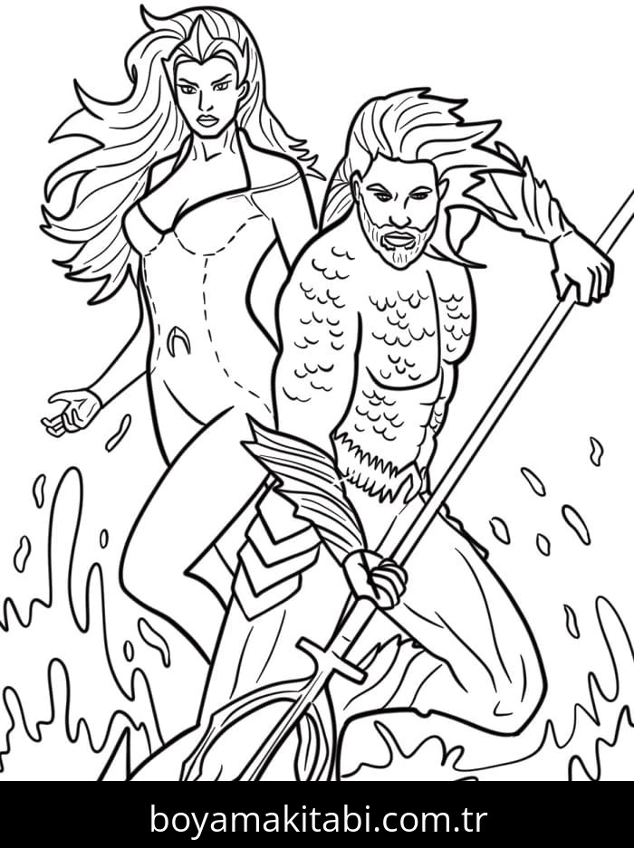 Aquaman boyama sayfası – kolay boyama, eğitici aktivite