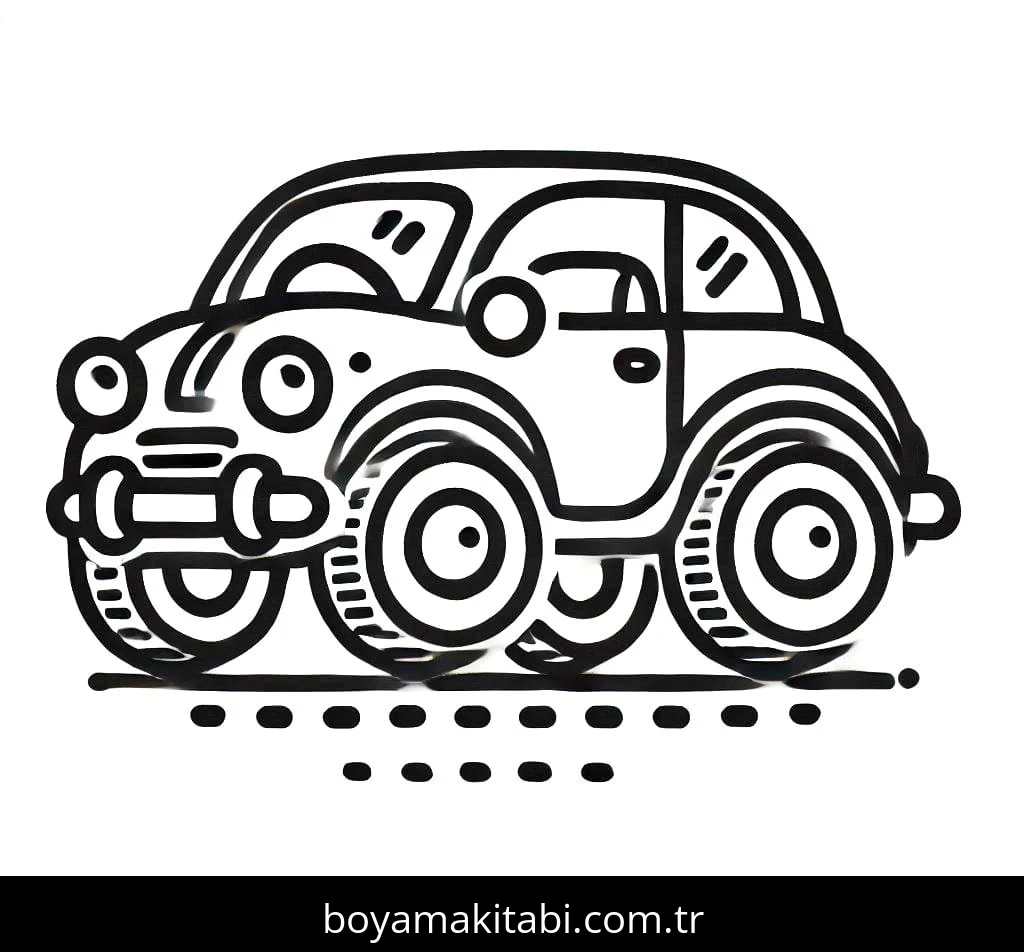 Araba boyama sayfası – basit çizim, kolay boyama