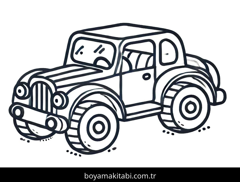 Araba boyama sayfası – boyama çalışması, yaratıcılığı geliştirir