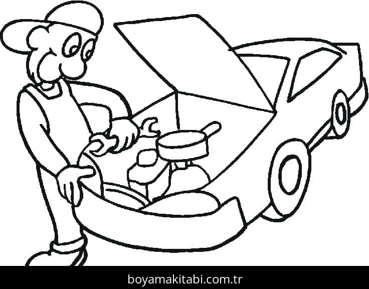Araba boyama sayfası – renkli çizimler, okul öncesi