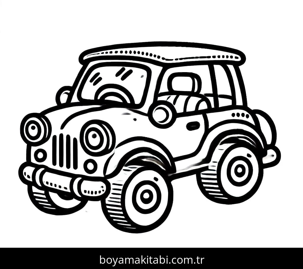 Araba boyama sayfası – sanatsal çalışma, çocuklar için