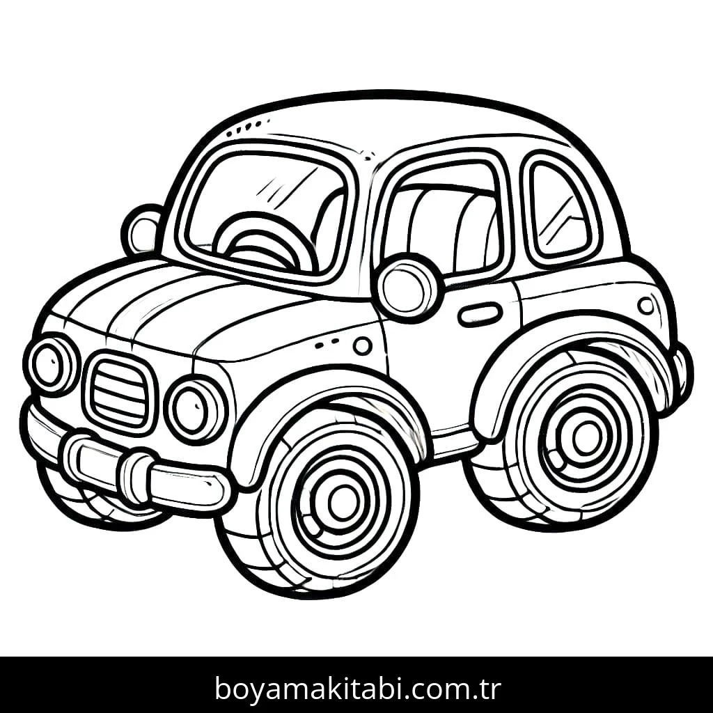 Araba boyama sayfası – renkli çizimler, okul öncesi