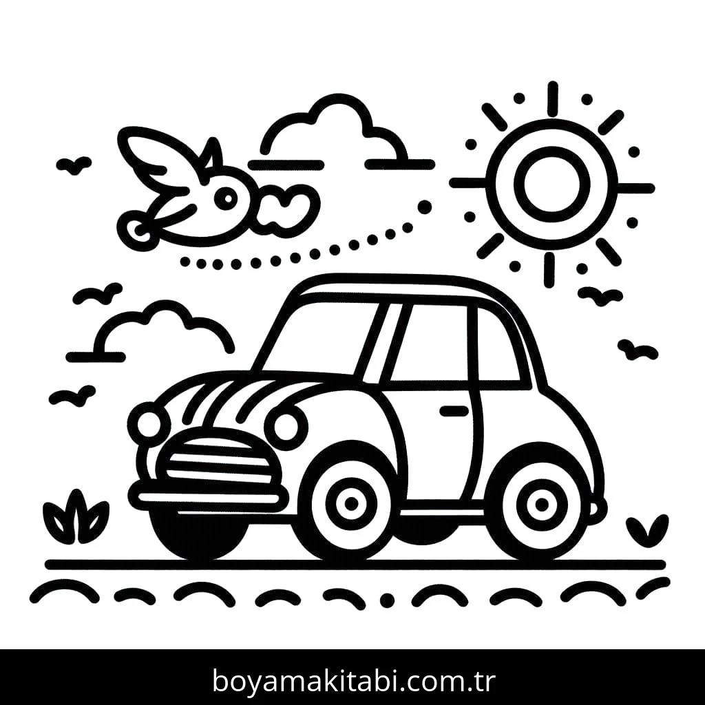 Araba boyama sayfası – okul öncesi, evde etkinlik