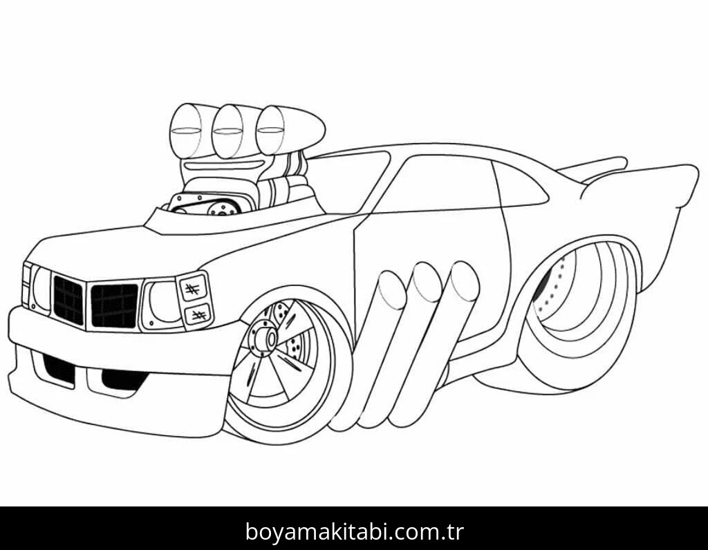Araba boyama sayfası – keyifli zaman, renkli çizimler