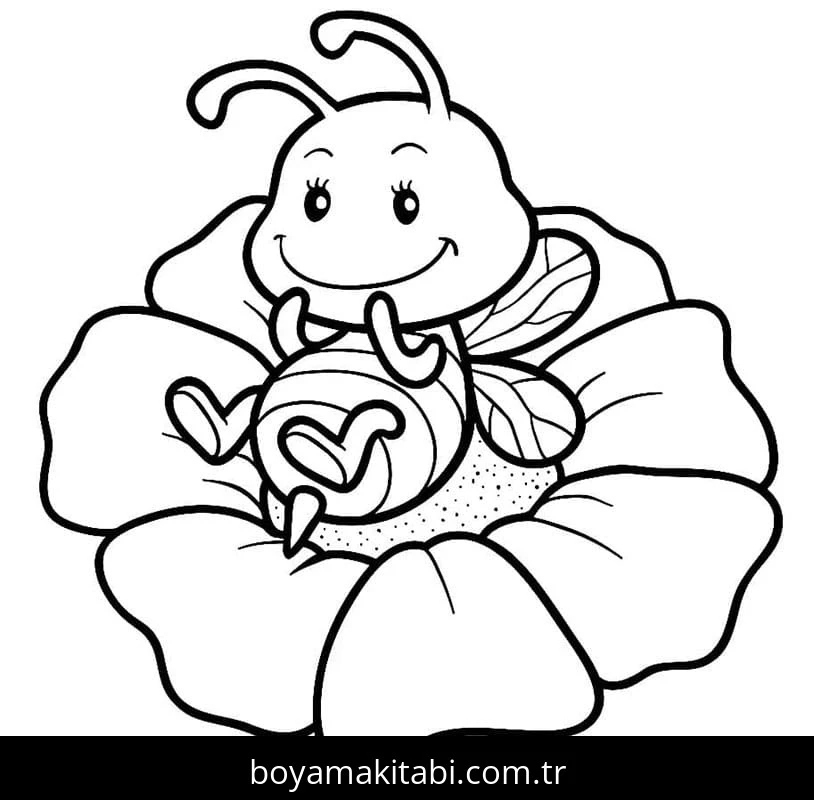 Arı boyama sayfası #127 – PDF indir, sevimli karakter