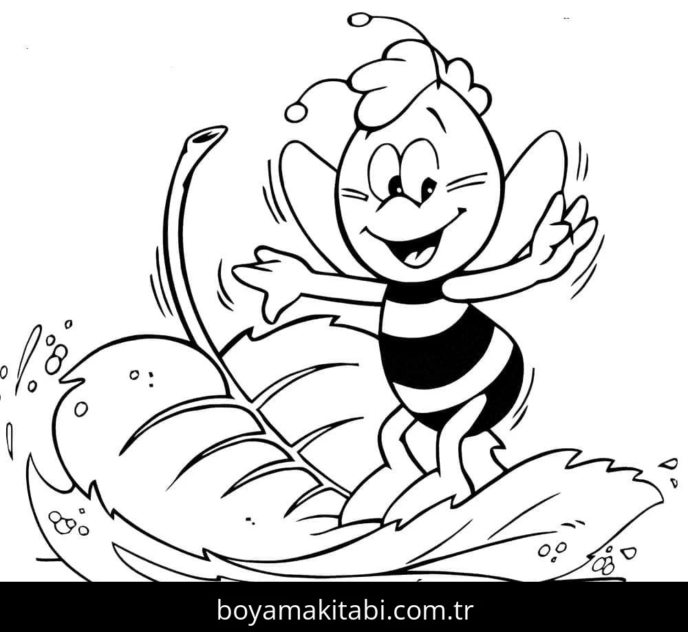 Arı Maya boyama sayfası – keyifli zaman, renkli çizimler