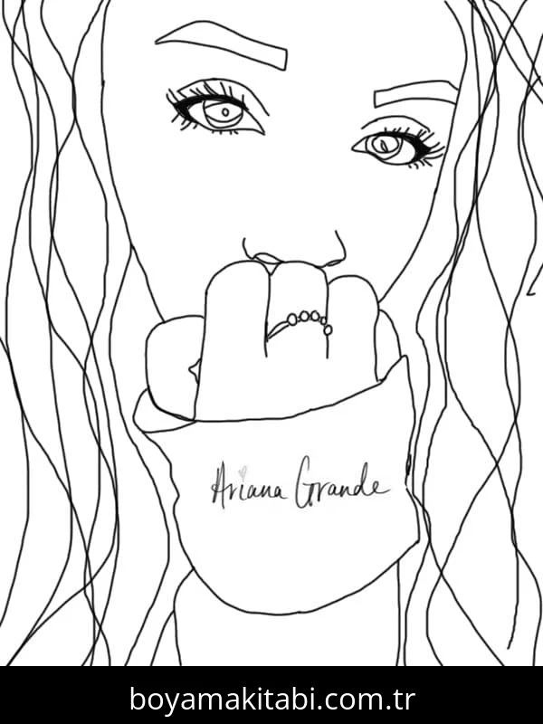 Ariana Grande boyama sayfası #12 – mürekkep tasarrufu sağlar, PDF indir