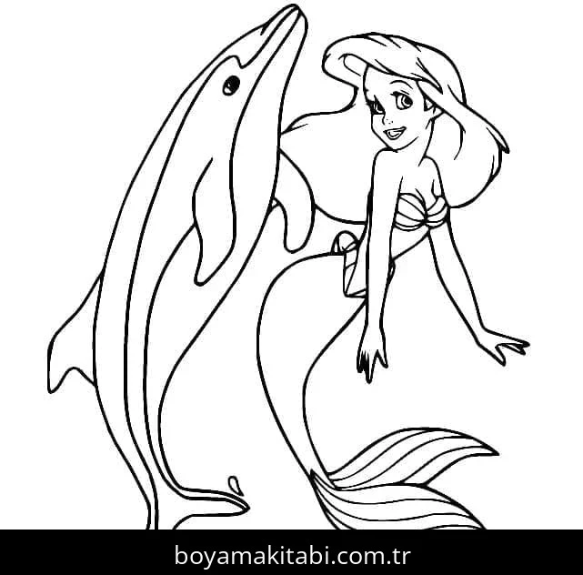Ariel boyama sayfası – basit çizim, kolay boyama