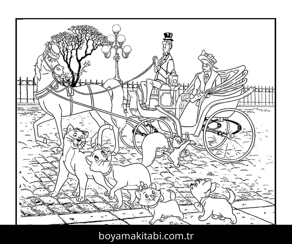 Aristokediler boyama sayfası – evde etkinlik, ücretsiz yazdır