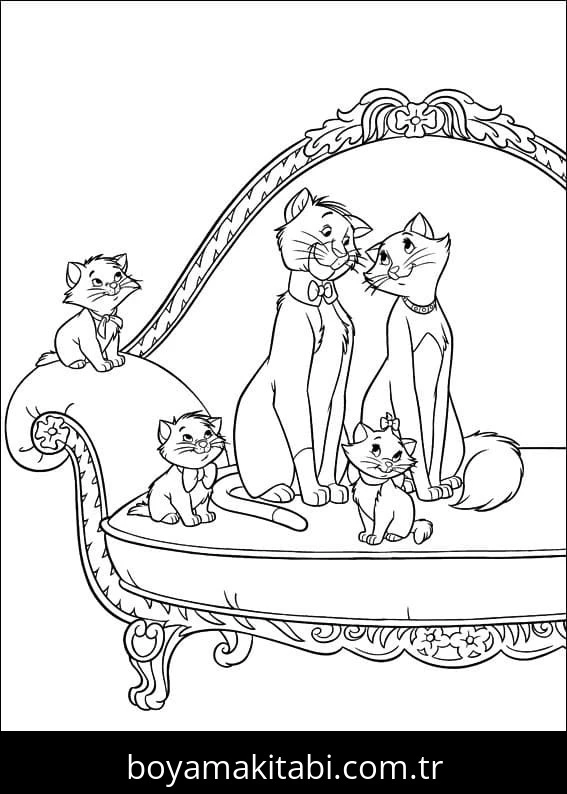 Aristokediler boyama sayfası – çocuk aktivitesi, PDF indir