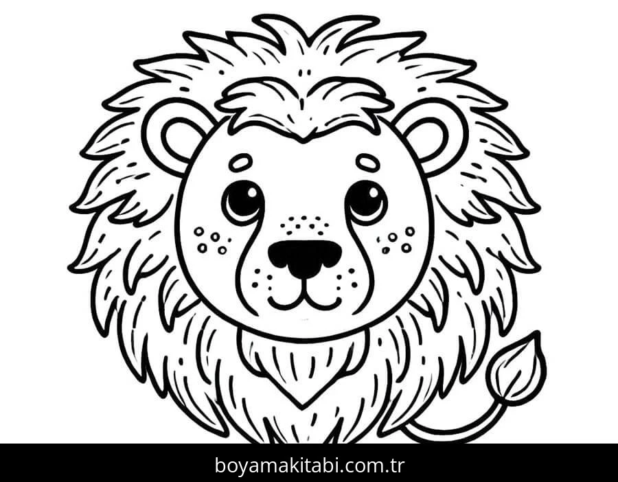Aslan boyama sayfası – çizgi film temalı, basit çizim