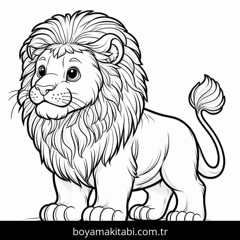 Aslan boyama sayfası – eğitici aktivite, yaratıcılık