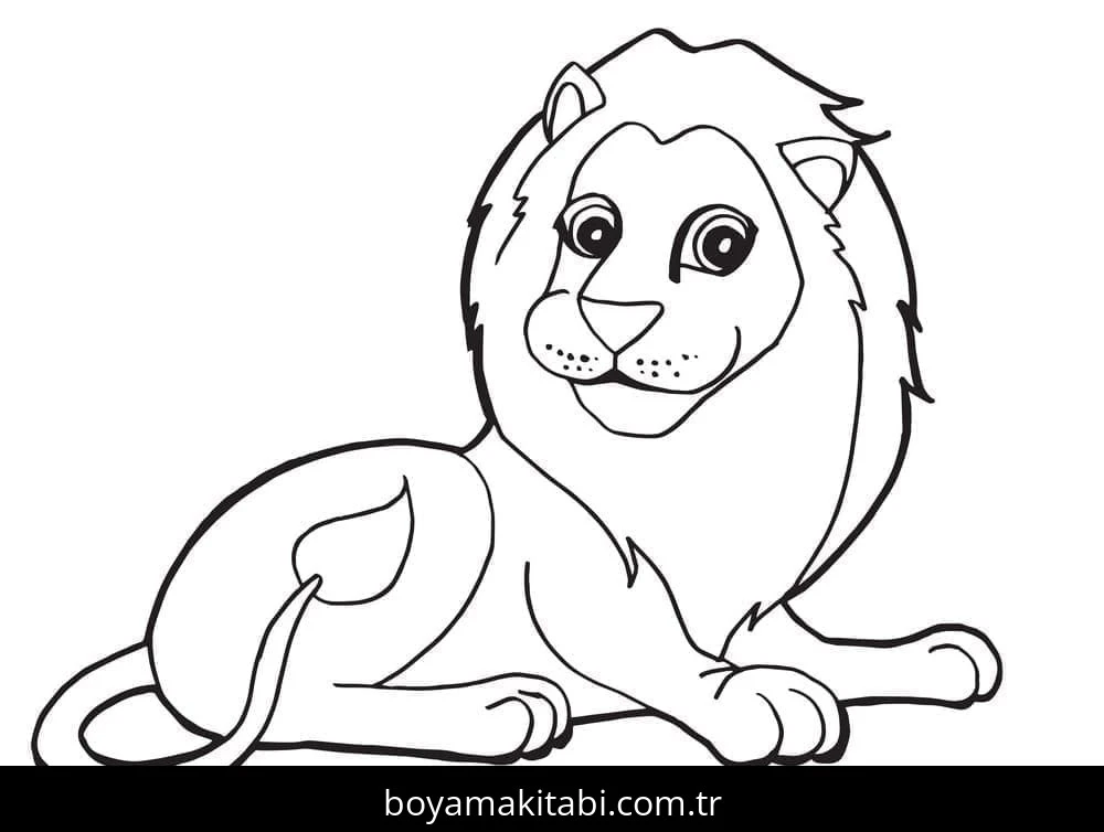 Aslan boyama sayfası – basit çizim, kolay boyama