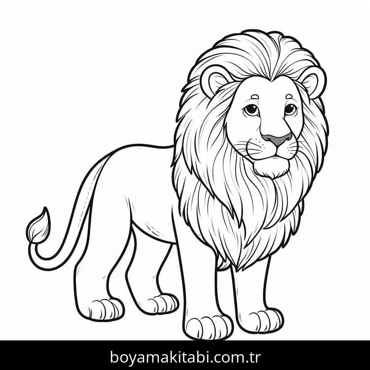 Aslan boyama sayfası – çocuklar için, çizgi film temalı