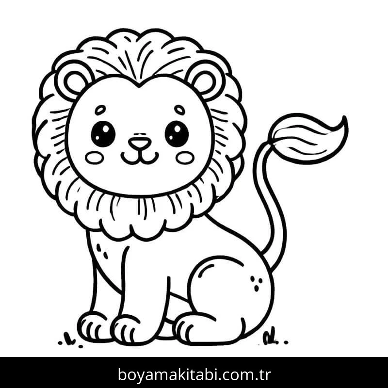 Aslan boyama sayfası – kolay boyama, eğitici aktivite
