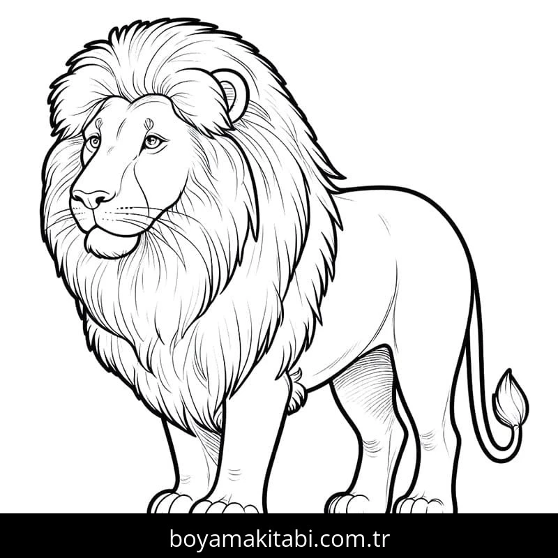 Aslan boyama sayfası – el becerilerini geliştirir, boyama çalışması