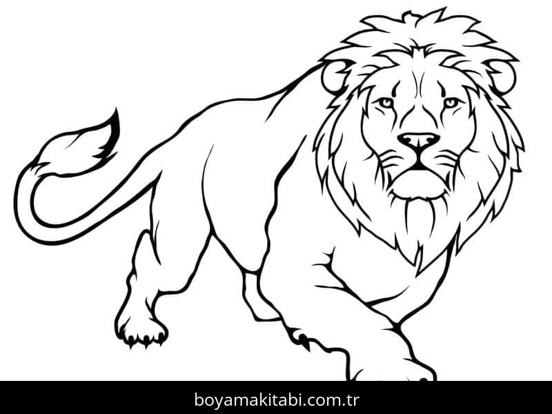 Aslan boyama sayfası – sanatsal çalışma, çocuklar için