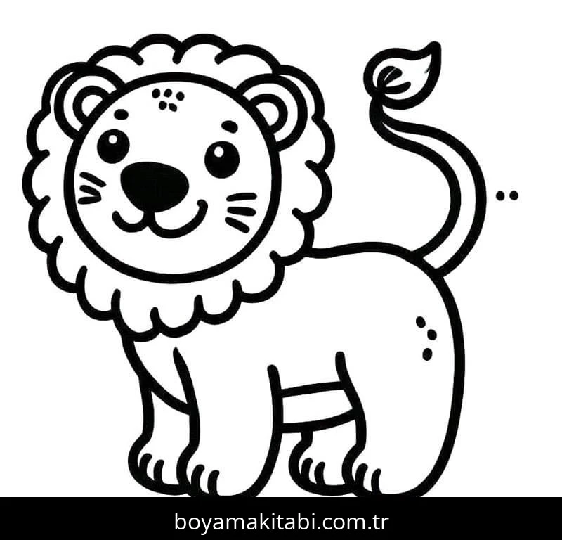 Aslan boyama sayfası – boyama çalışması, yaratıcılığı geliştirir