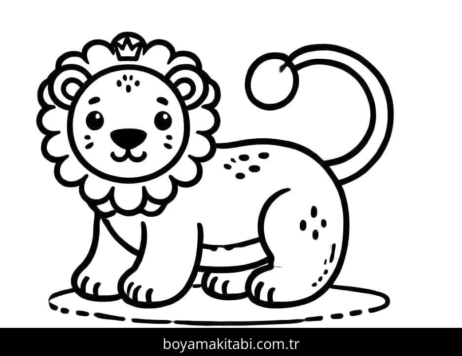Aslan boyama sayfası – renkli çizimler, okul öncesi