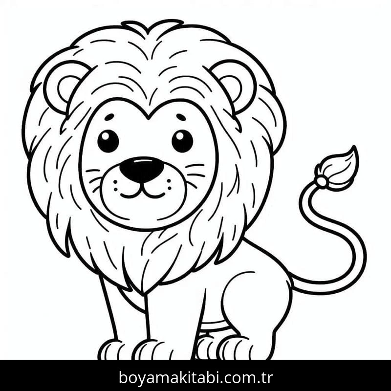 Aslan boyama sayfası – çocuklar için, çizgi film temalı
