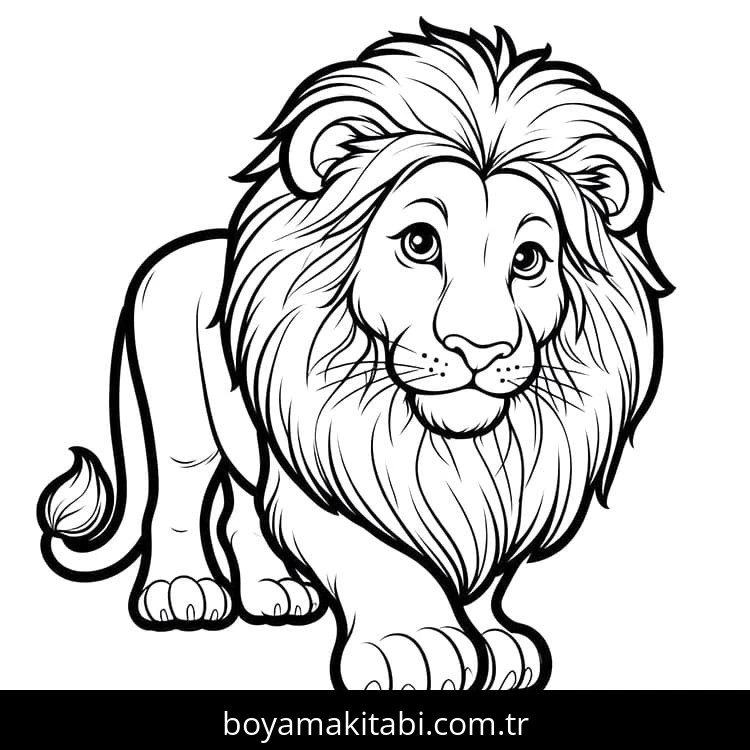 Aslan boyama sayfası – boyama etkinliği, çocuk aktivitesi