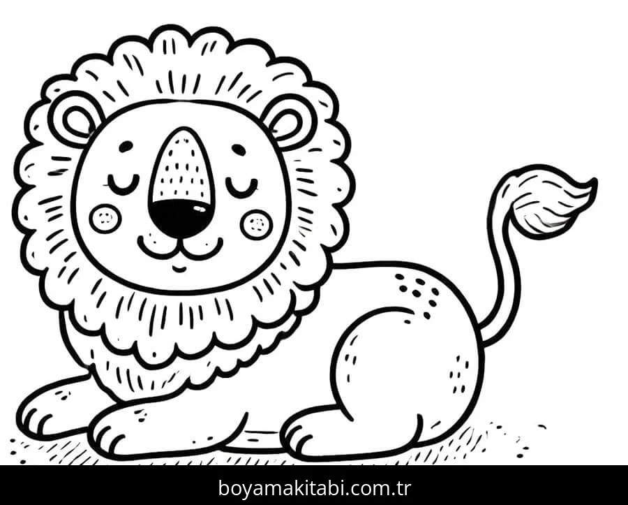 Aslan boyama sayfası – eğitici aktivite, yaratıcılık