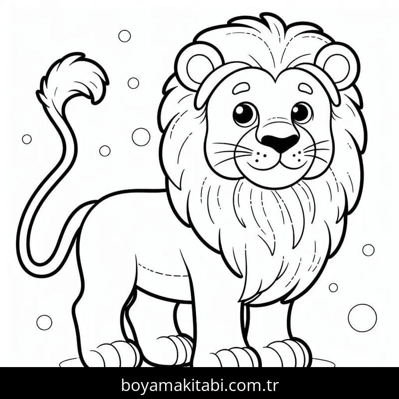 Aslan boyama sayfası – el becerilerini geliştirir, boyama çalışması