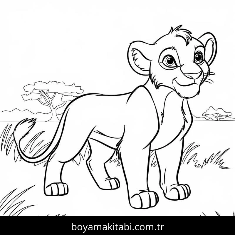 Aslan Kral boyama sayfası – yaratıcılık, eğlenceli etkinlik