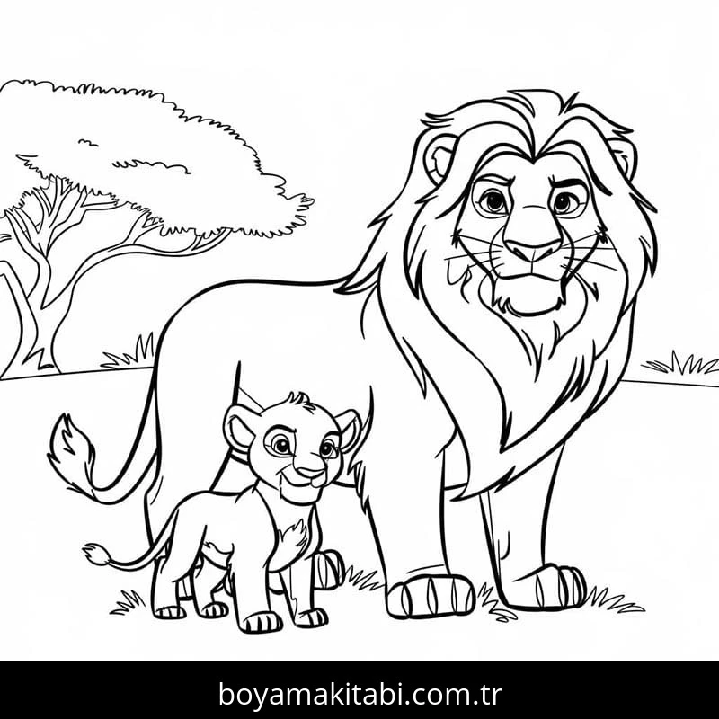 Aslan Kral boyama sayfası – boyama çalışması, yaratıcılığı geliştirir