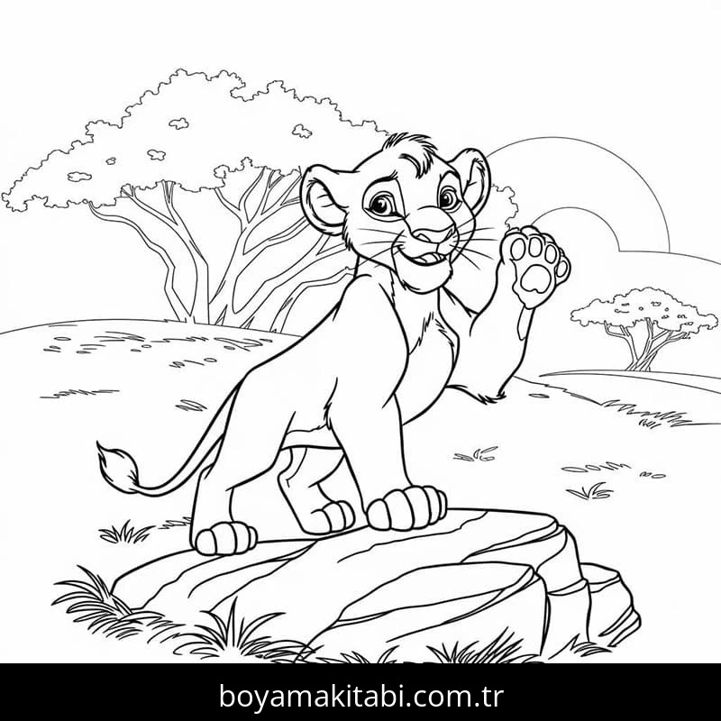 Aslan Kral boyama sayfası – kolay boyama, eğitici aktivite