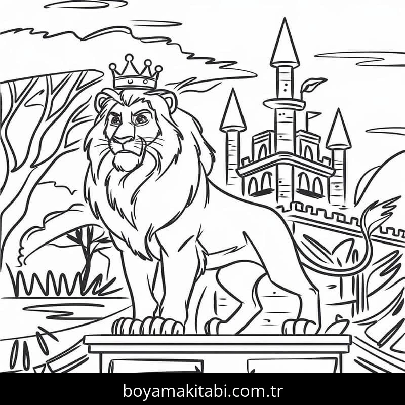 Aslan Kral boyama sayfası – evde etkinlik, ücretsiz yazdır