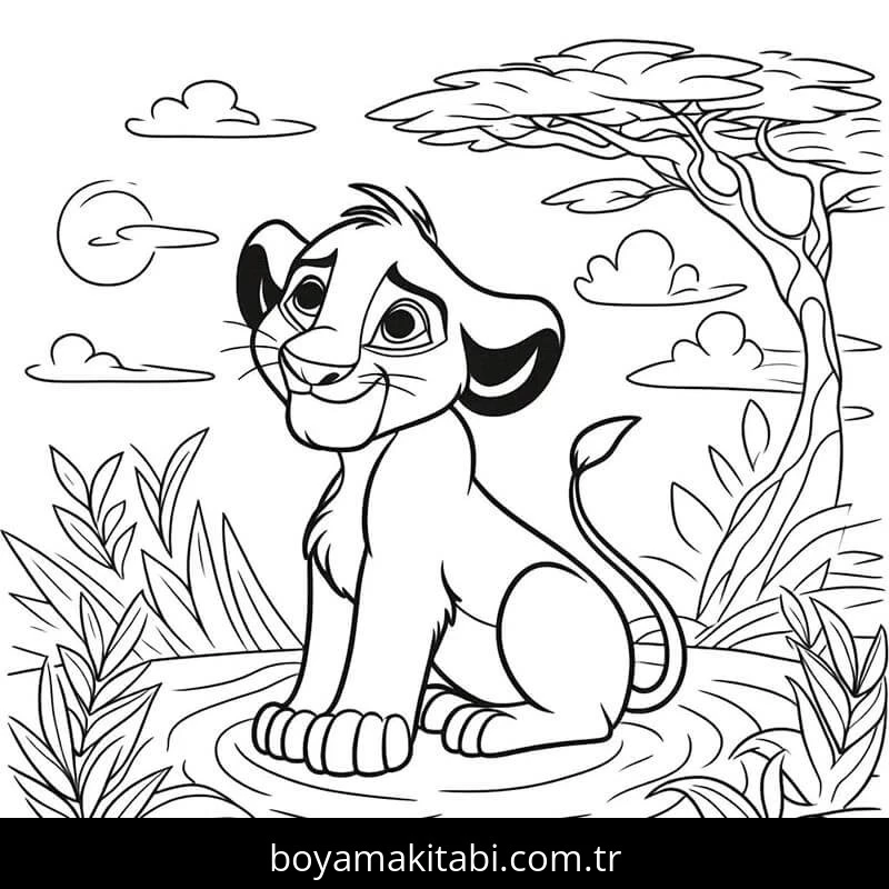 Aslan Kral boyama sayfası – boyama etkinliği, çocuk aktivitesi