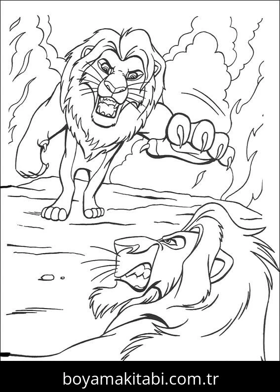 Aslan Kral boyama sayfası – el becerilerini geliştirir, boyama çalışması