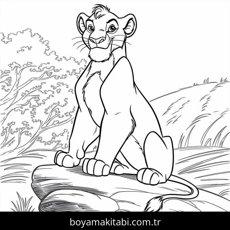 Aslan Kral boyama sayfası – sanatsal çalışma, çocuklar için