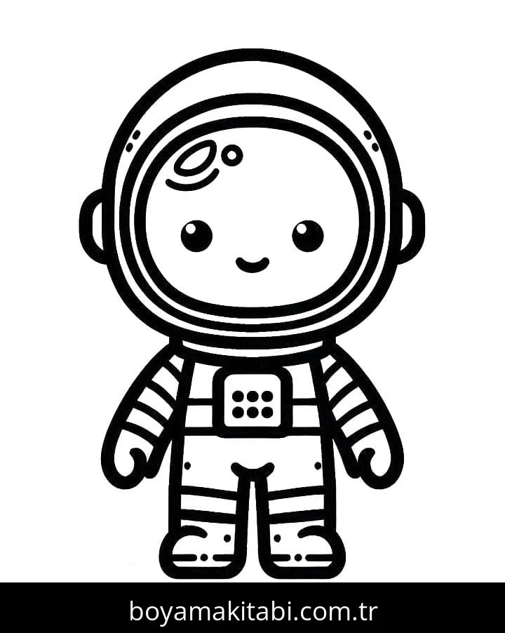 Astronotlar boyama sayfası – basit çizim, kolay boyama