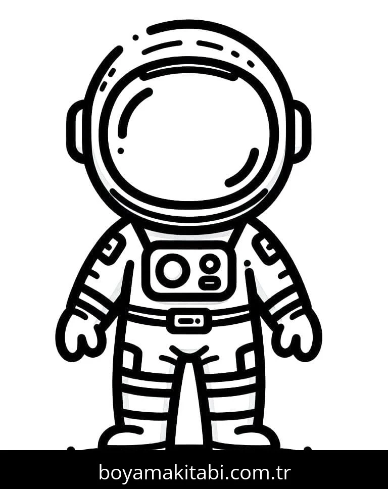 Astronotlar boyama sayfası – PDF indir, sevimli karakter