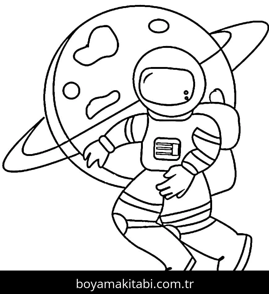 Astronotlar boyama sayfası – sevimli karakter, sanatsal çalışma