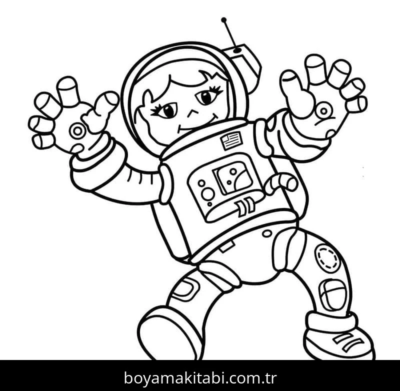 Astronotlar boyama sayfası – çocuk aktivitesi, PDF indir