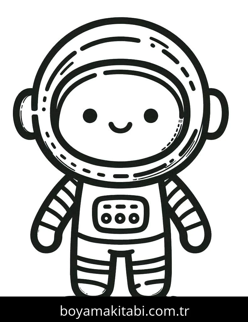 Astronotlar boyama sayfası – basit çizim, kolay boyama