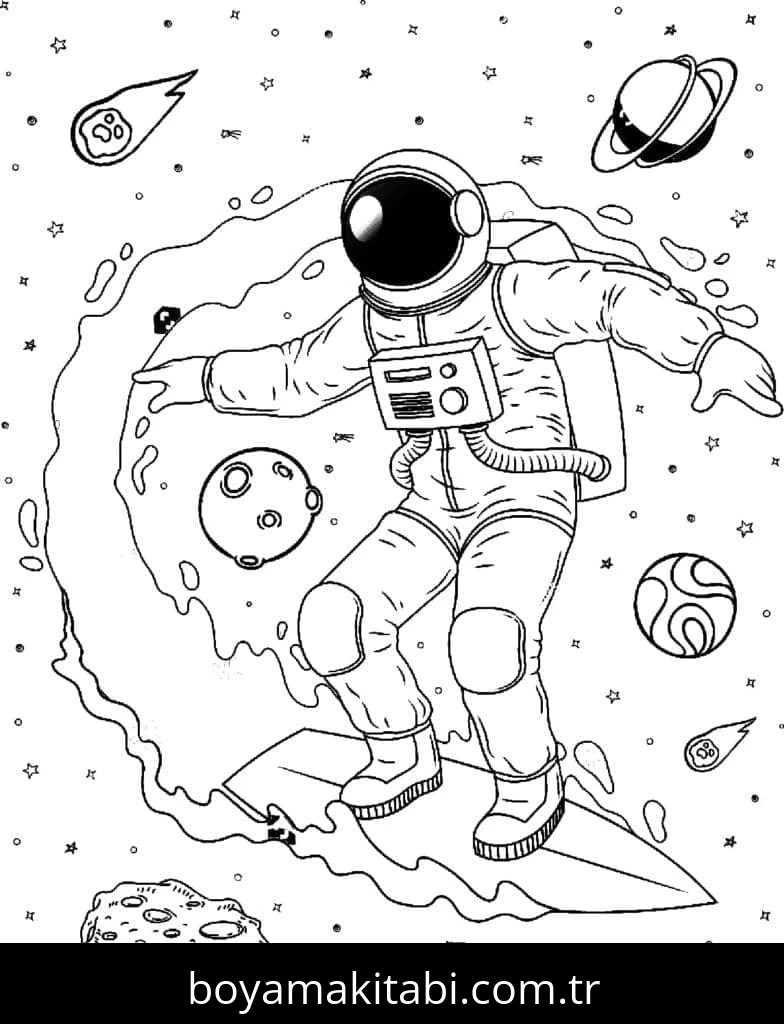 Astronotlar boyama sayfası – boyama çalışması, yaratıcılığı geliştirir