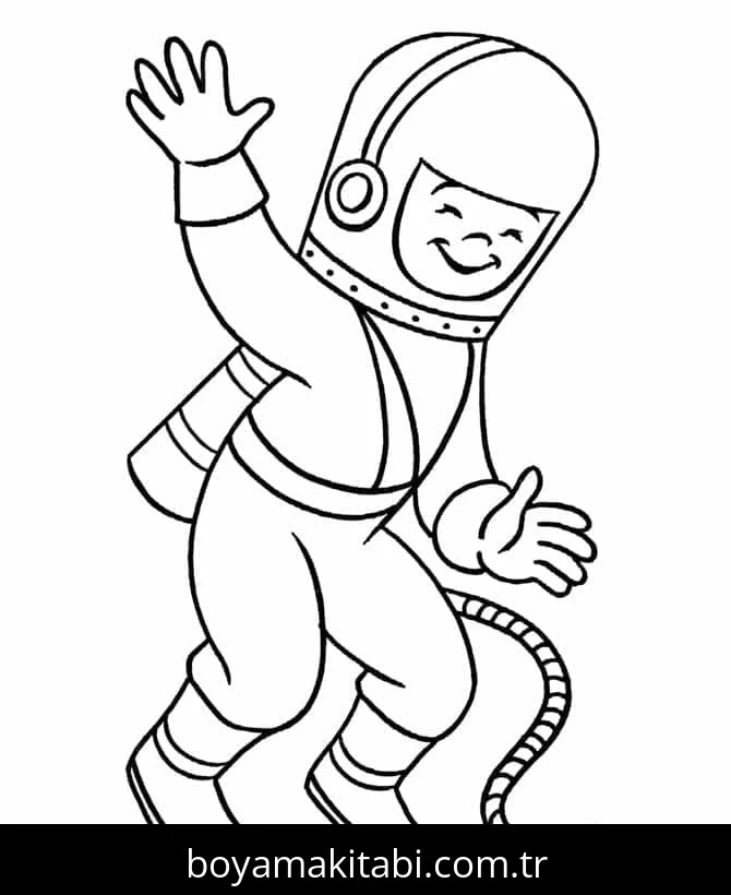 Astronotlar boyama sayfası – çocuklar için, çizgi film temalı