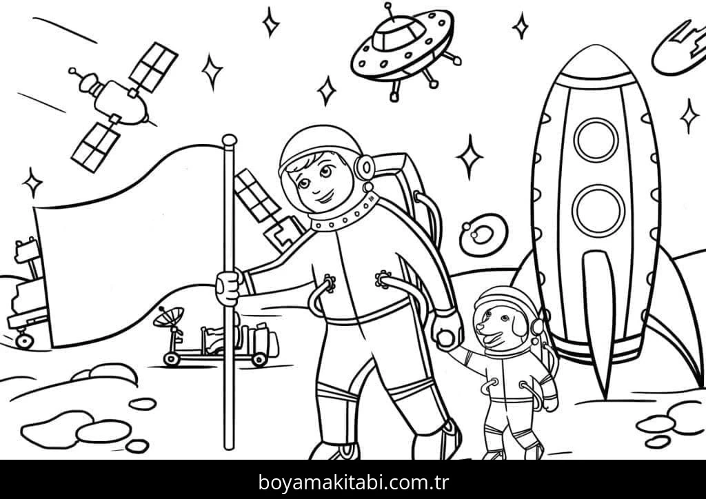 Astronotlar boyama sayfası – yaratıcılığı geliştirir, keyifli zaman