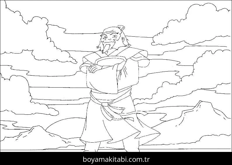Avatar Son Havabükücü boyama sayfası – sevimli karakter, sanatsal çalışma
