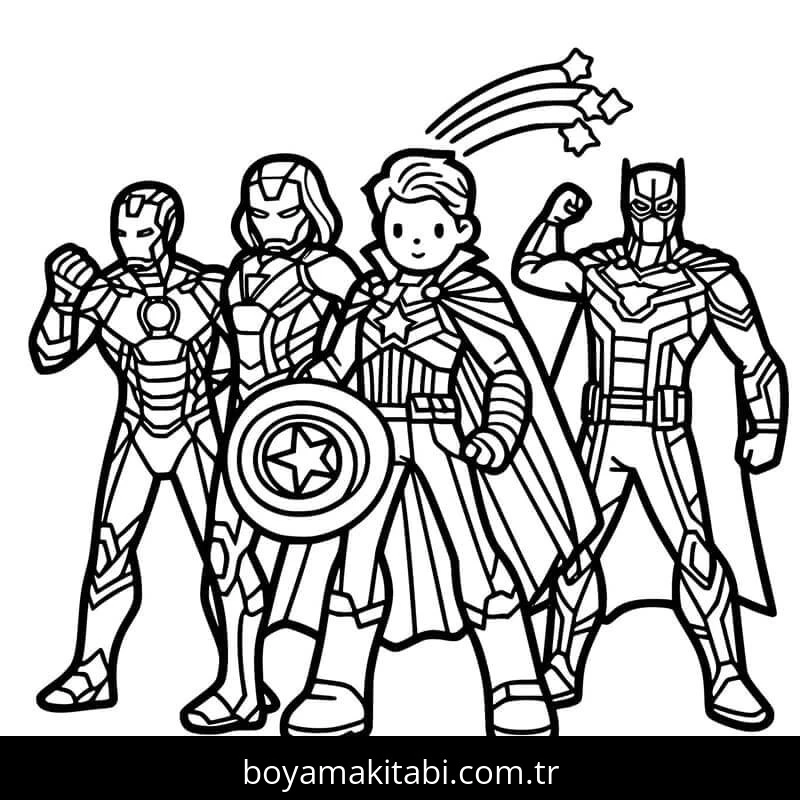 Avengers (Yenilmezler) boyama sayfası – boyama çalışması, yaratıcılığı geliştirir