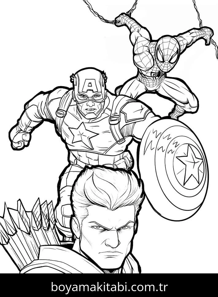 Avengers (Yenilmezler) boyama sayfası – boyama çalışması, yaratıcılığı geliştirir
