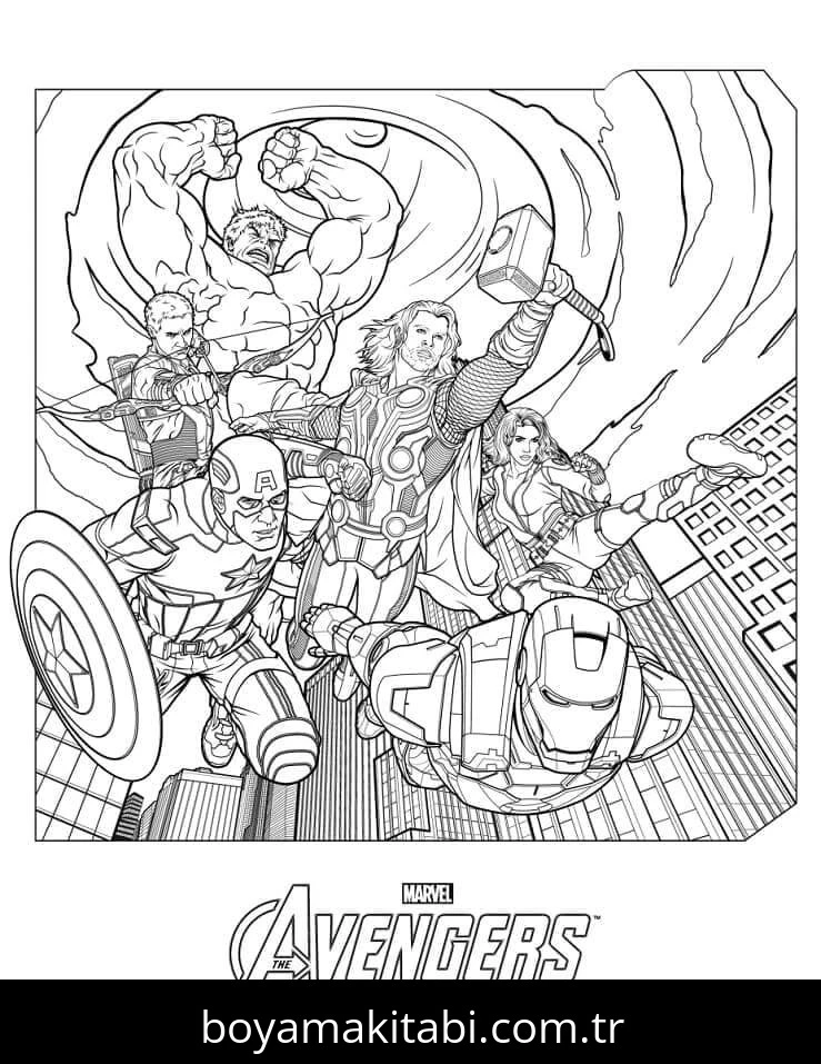 Avengers (Yenilmezler) boyama sayfası – PDF indir, sevimli karakter