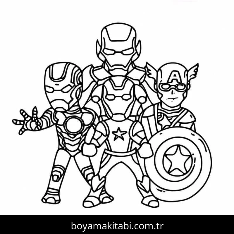Avengers (Yenilmezler) boyama sayfası – okul öncesi, evde etkinlik