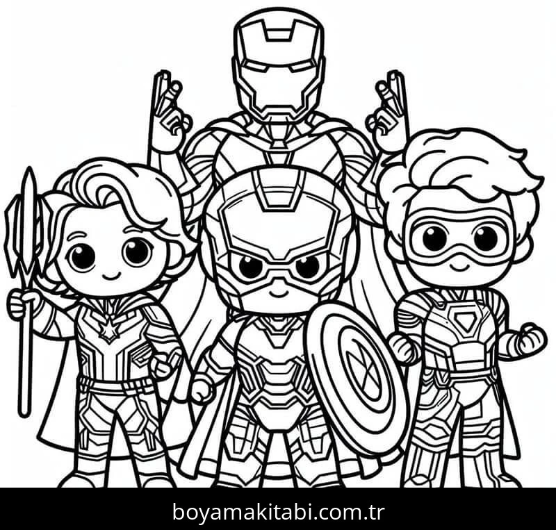 Avengers (Yenilmezler) boyama sayfası – boyama etkinliği, çocuk aktivitesi